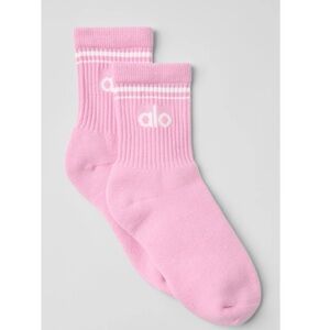 Alo Unisex Half-Crew Throwback Sock NWT Sweet Pink